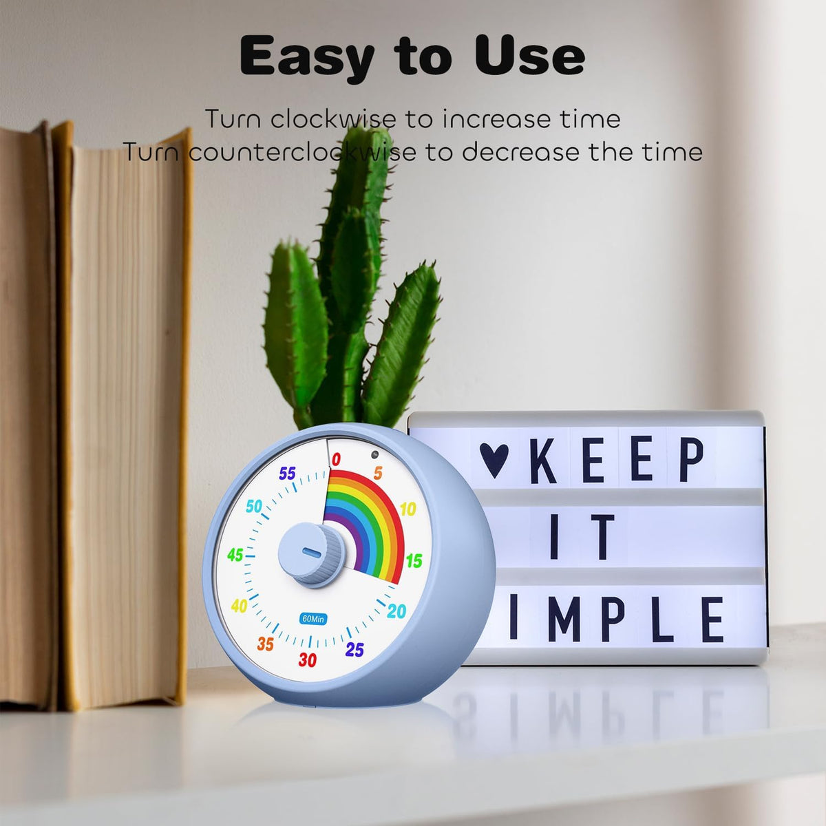 Visual Timer for Kids, 60-Minute Countdown Timer for Classroom Office Kitchen, Desk Timer Kids Time Management Tools with Silent Operation, Pomodoro Time Rainbow Pattern (Orange)