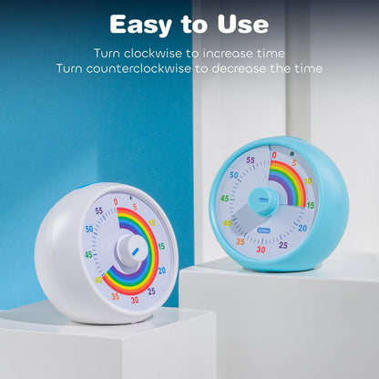 Visual Timer for Kids, 60-Minute Countdown Timer for Classroom Office Kitchen, Desk Timer Kids Time Management Tools with Silent Operation, Pomodoro Time Rainbow Pattern (Orange)