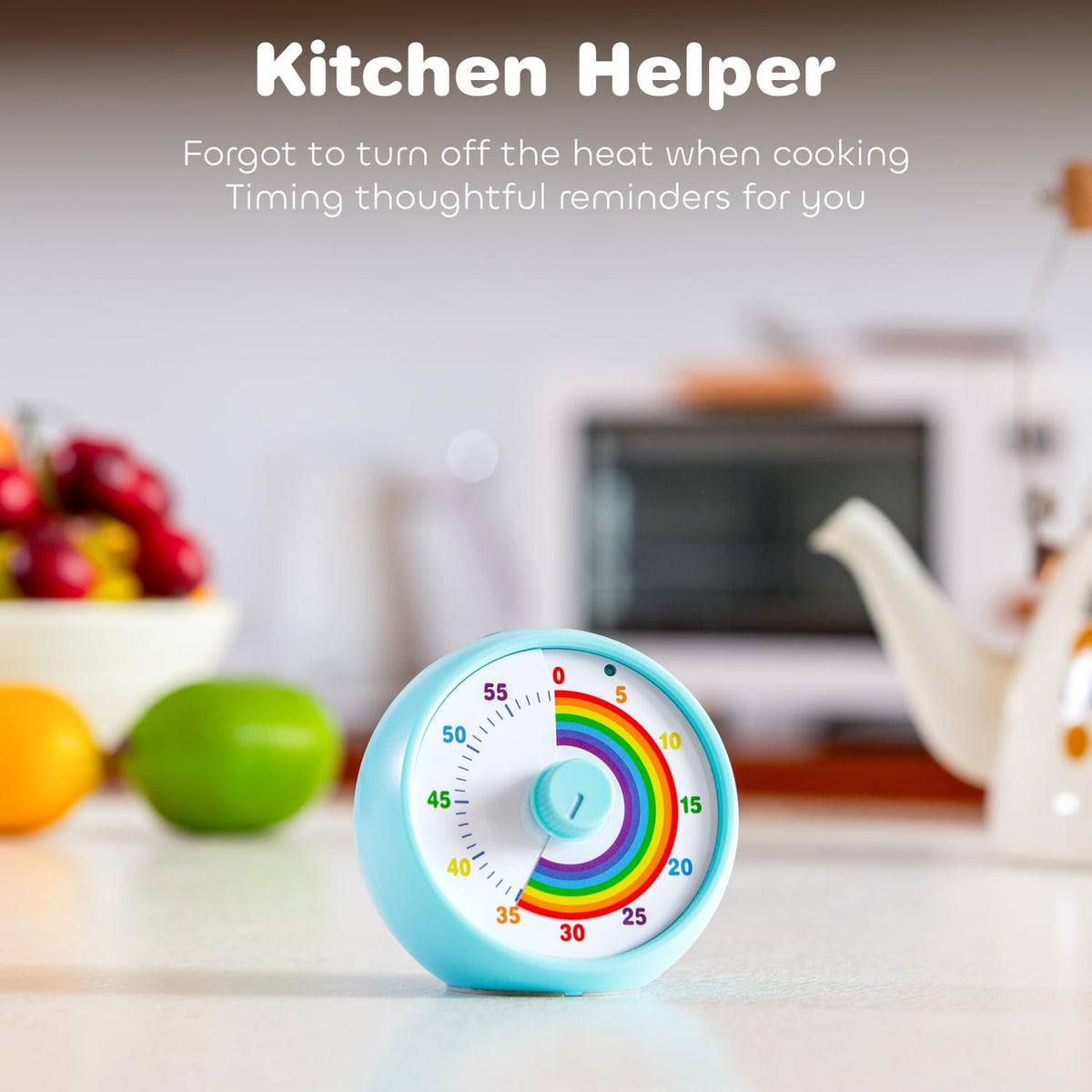 Visual Timer for Kids, 60-Minute Countdown Timer for Classroom Office Kitchen, Desk Timer Kids Time Management Tools with Silent Operation, Pomodoro Time Rainbow Pattern (Orange)