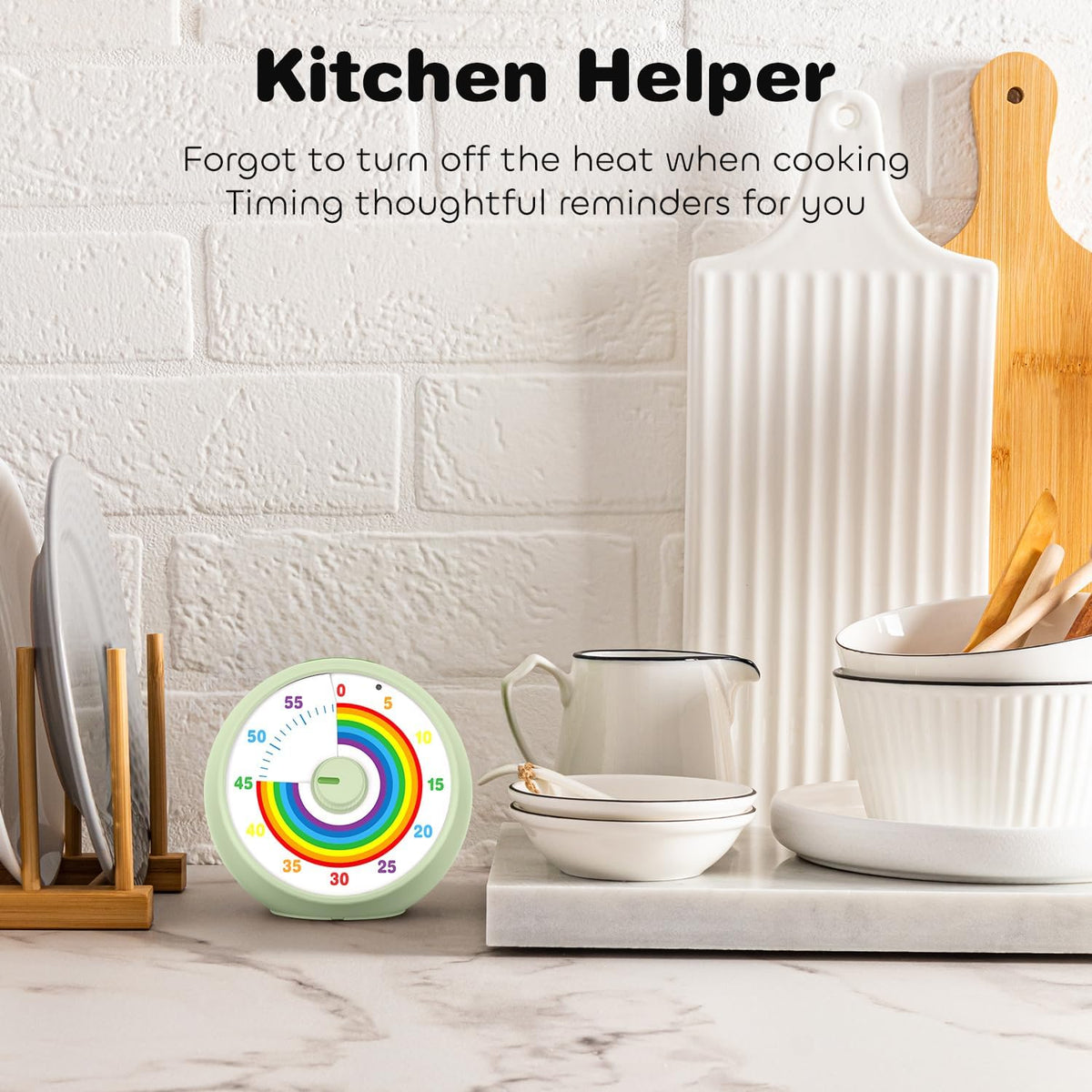 Visual Timer for Kids, 60-Minute Countdown Timer for Classroom Office Kitchen, Desk Timer Kids Time Management Tools with Silent Operation, Pomodoro Time Rainbow Pattern (Orange)