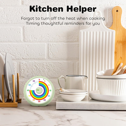 Visual Timer for Kids, 60-Minute Countdown Timer for Classroom Office Kitchen, Desk Timer Kids Time Management Tools with Silent Operation, Pomodoro Time Rainbow Pattern (Orange)