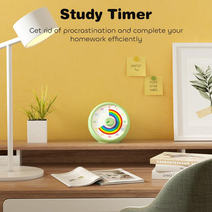Visual Timer for Kids, 60-Minute Countdown Timer for Classroom Office Kitchen, Desk Timer Kids Time Management Tools with Silent Operation, Pomodoro Time Rainbow Pattern (Orange)