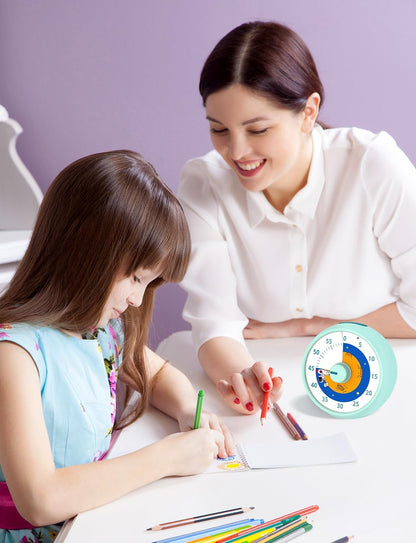 Visual Timer for Kids, 60-Minute Countdown Timer for Classroom Office Kitchen, Desk Timer Kids Time Management Tools with Silent Operation, Pomodoro Time Rainbow Pattern (Orange)