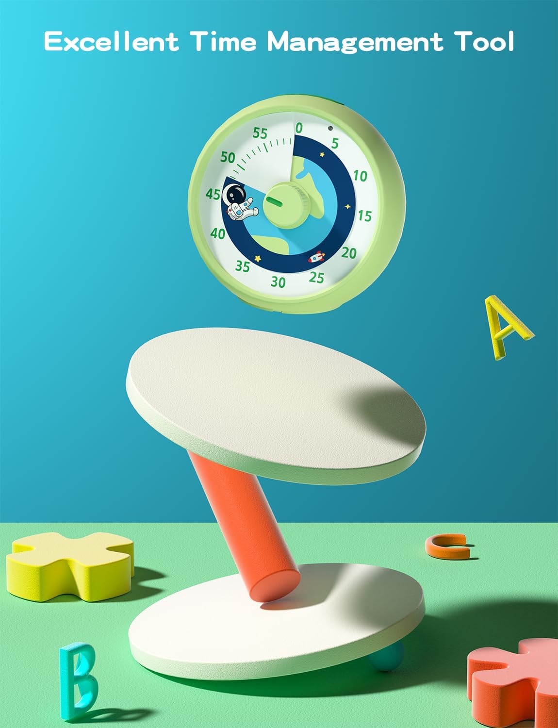 Visual Timer for Kids, 60-Minute Countdown Timer for Classroom Office Kitchen, Desk Timer Kids Time Management Tools with Silent Operation, Pomodoro Time Rainbow Pattern (Orange)