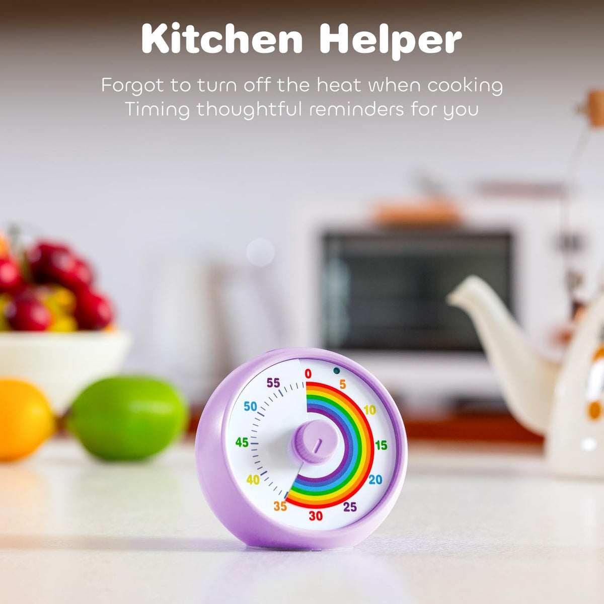 Visual Timer for Kids, 60-Minute Countdown Timer for Classroom Office Kitchen, Desk Timer Kids Time Management Tools with Silent Operation, Pomodoro Time Rainbow Pattern (Orange)
