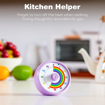 Visual Timer for Kids, 60-Minute Countdown Timer for Classroom Office Kitchen, Desk Timer Kids Time Management Tools with Silent Operation, Pomodoro Time Rainbow Pattern (Orange)