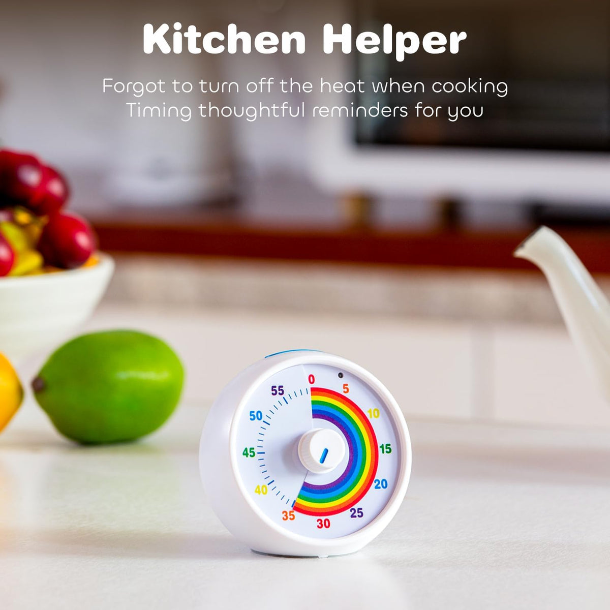 Visual Timer for Kids, 60-Minute Countdown Timer for Classroom Office Kitchen, Desk Timer Kids Time Management Tools with Silent Operation, Pomodoro Time Rainbow Pattern (Orange)