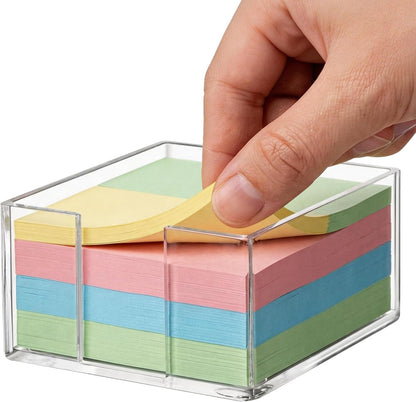 3x3 Inch Sticky Note Holder Post It Note Holder No Slip Base and Shatterproof Acrylic for One-Handed Operation, Perfect for Office Supplies, Home Fridge Memo, or Reception Desk