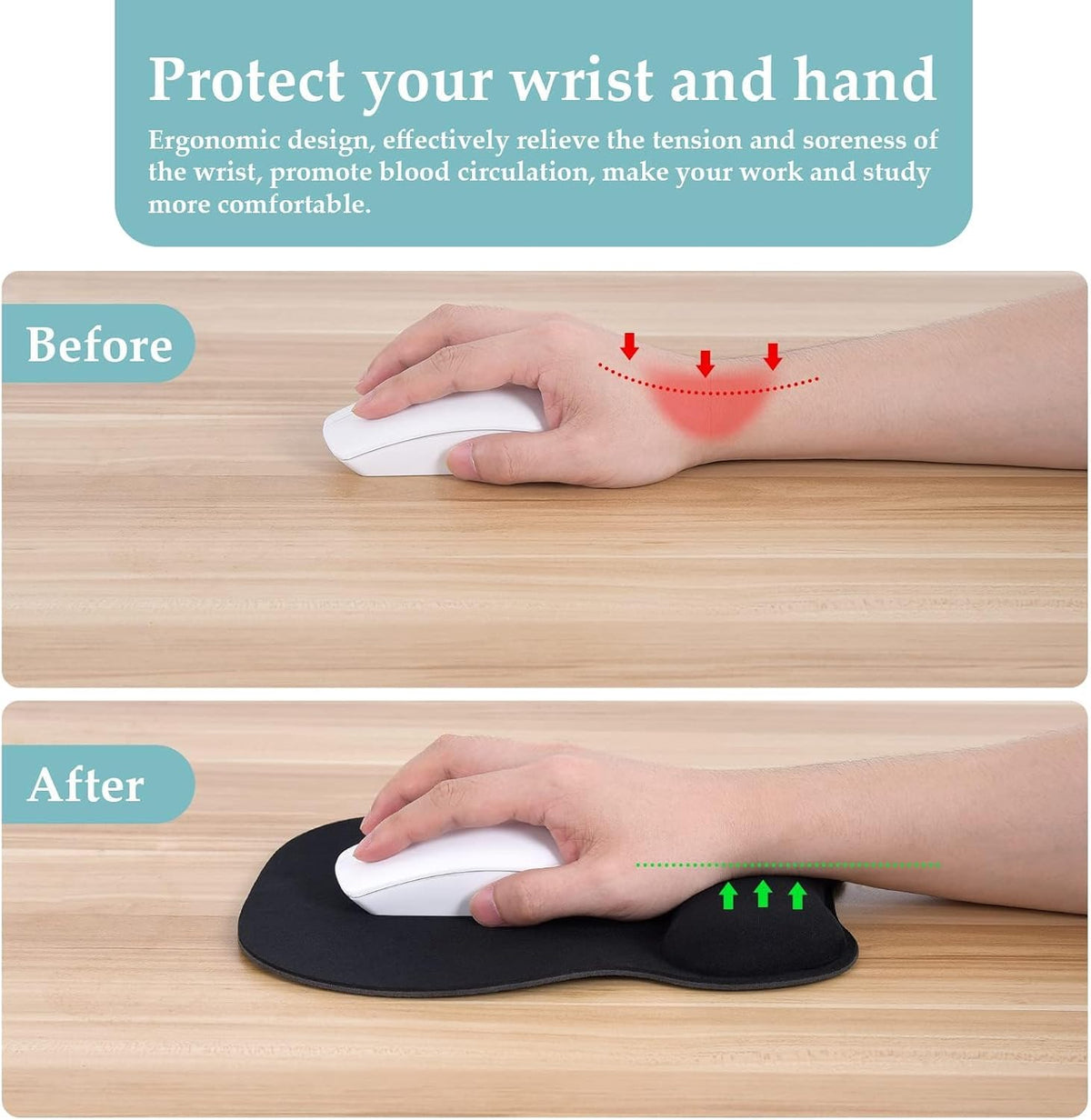 Ergonomic Mouse Pad with Wrist Rest, Memory Foam Support Mousepad