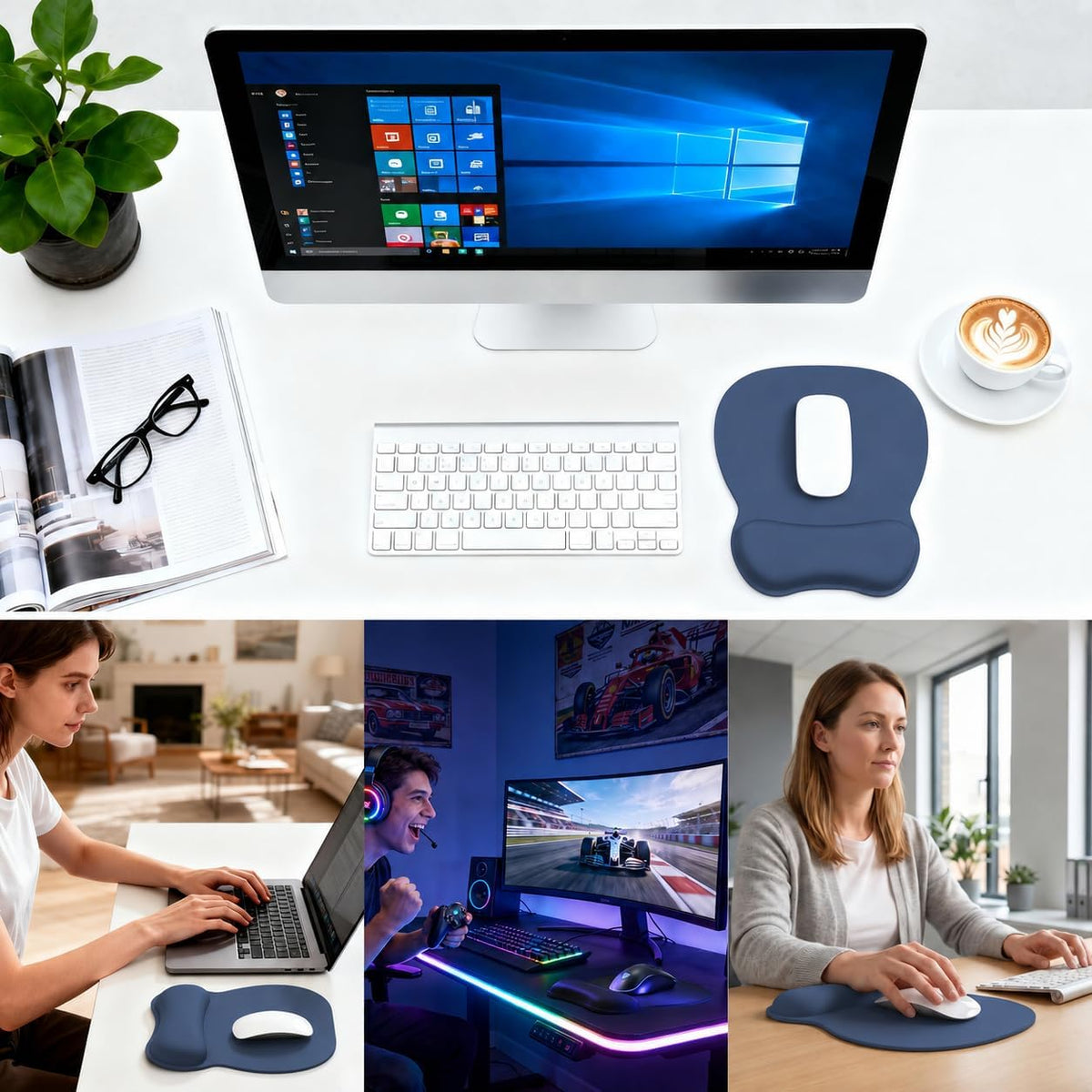Ergonomic Mouse Pad with Wrist Rest, Memory Foam Support Mousepad