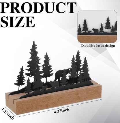 2 Pcs Mountain Business Card Holders for Desk, Wood Metal