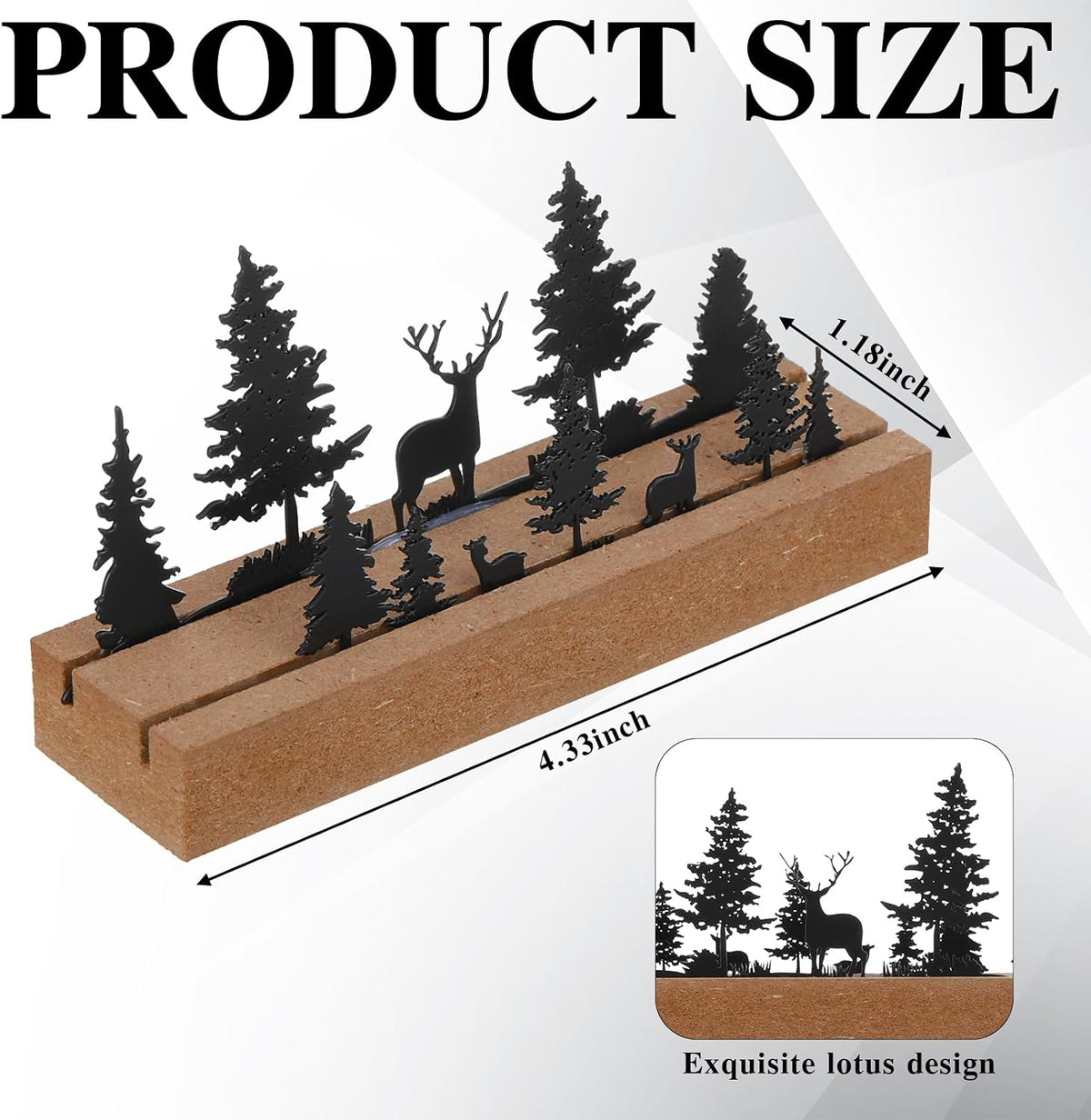 2 Pcs Mountain Business Card Holders for Desk, Wood Metal