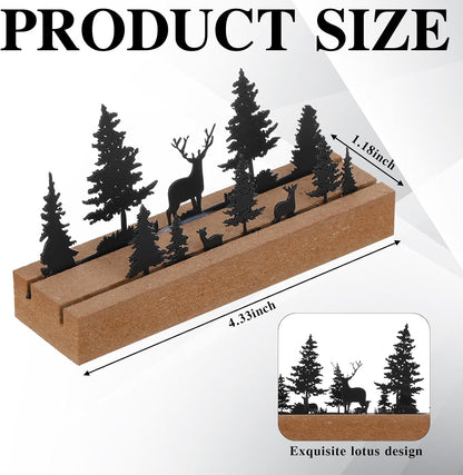 2 Pcs Mountain Business Card Holders for Desk, Wood Metal