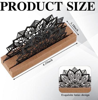 2 Pcs Mountain Business Card Holders for Desk, Wood Metal