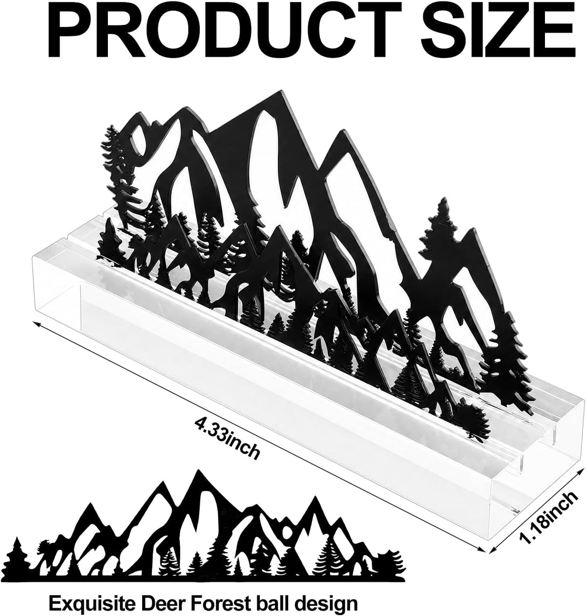 2 Pcs Mountain Business Card Holders for Desk, Wood Metal