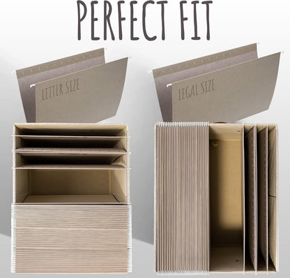 Decorative File Organizer Box Set of 2 - Collapsible Linen Filing Cabinets