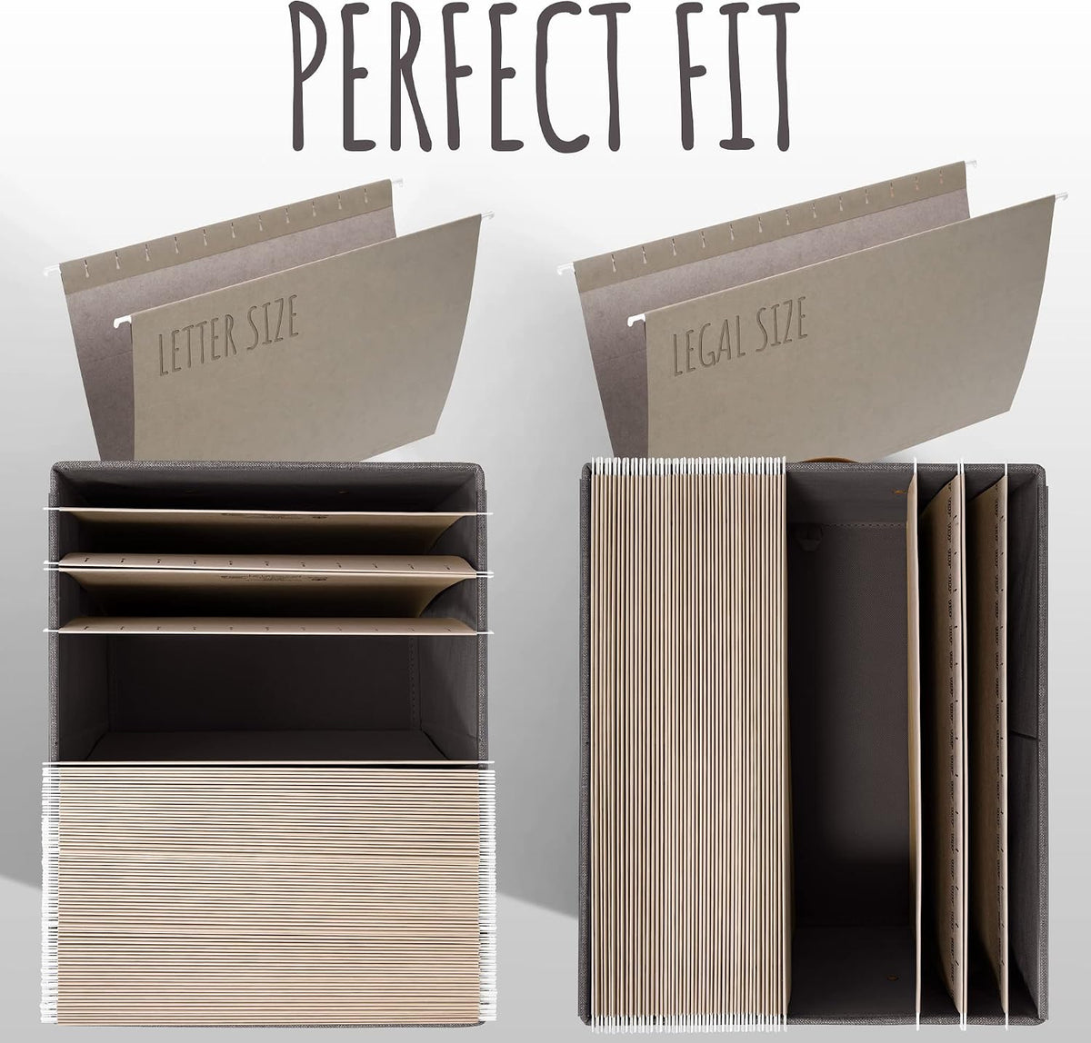 Decorative File Organizer Box Set of 2 - Collapsible Linen Filing Cabinets