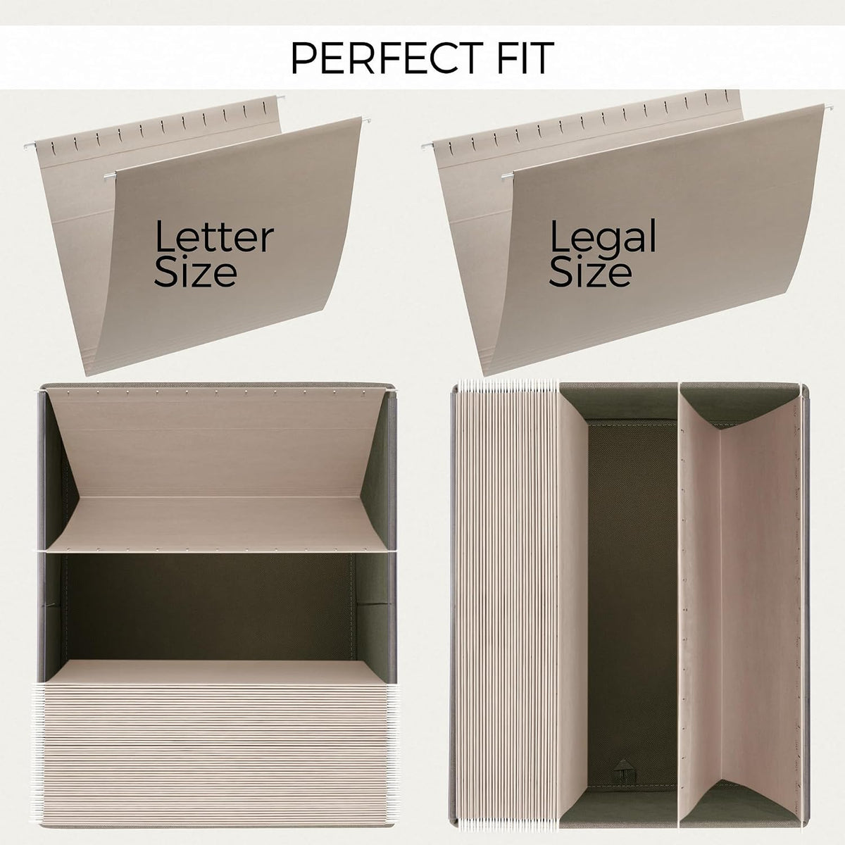 Decorative File Organizer Box Set of 2 - Collapsible Linen Filing Cabinets
