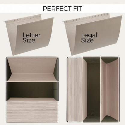 Decorative File Organizer Box Set of 2 - Collapsible Linen Filing Cabinets
