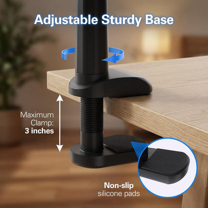Gooseneck Phone Holder for Bed, 30in Flexible Overhead Cell Phone Mount for Desk, Hands-Free Viewing Clamp Stand Compatible with iPhone 17 16 15 Pro Max and 3.5-7" Devices