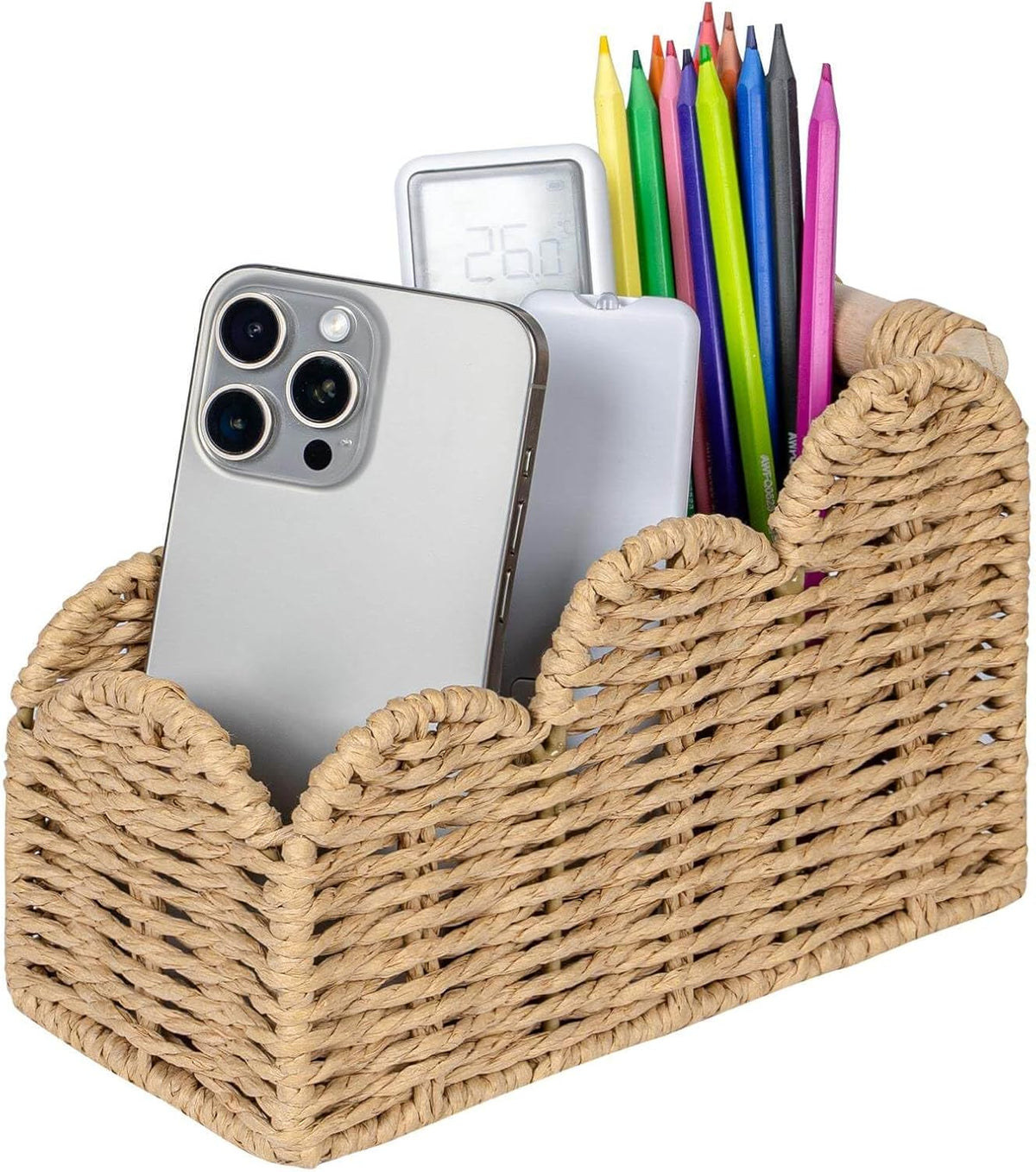 Bedside Table Desk Organizer Caddy, Remote Pen&Pencil Holder Cup