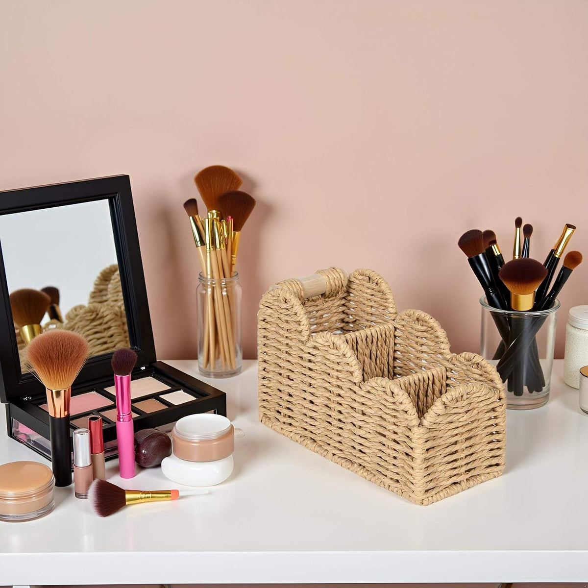 Bedside Table Desk Organizer Caddy, Remote Pen&Pencil Holder Cup