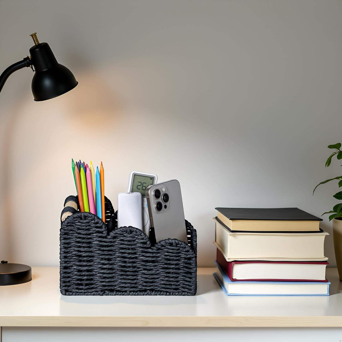 Bedside Table Desk Organizer Caddy, Remote Pen&Pencil Holder Cup