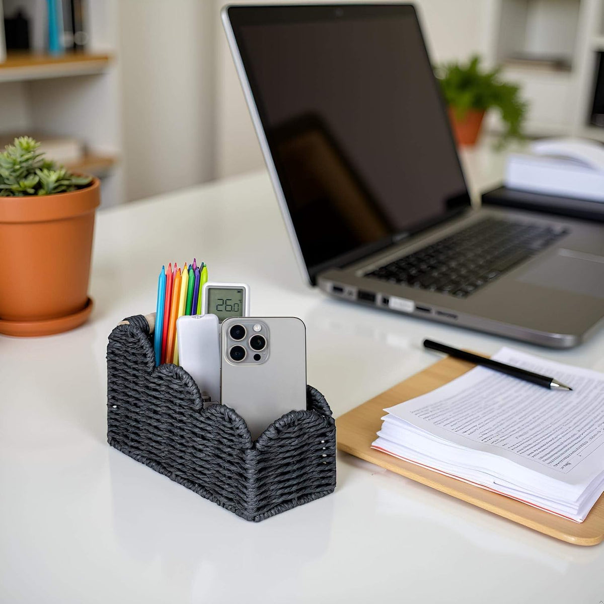 Bedside Table Desk Organizer Caddy, Remote Pen&Pencil Holder Cup