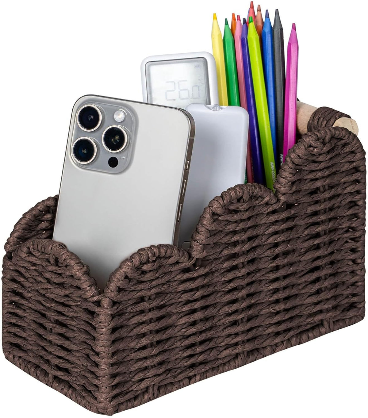 Bedside Table Desk Organizer Caddy, Remote Pen&Pencil Holder Cup