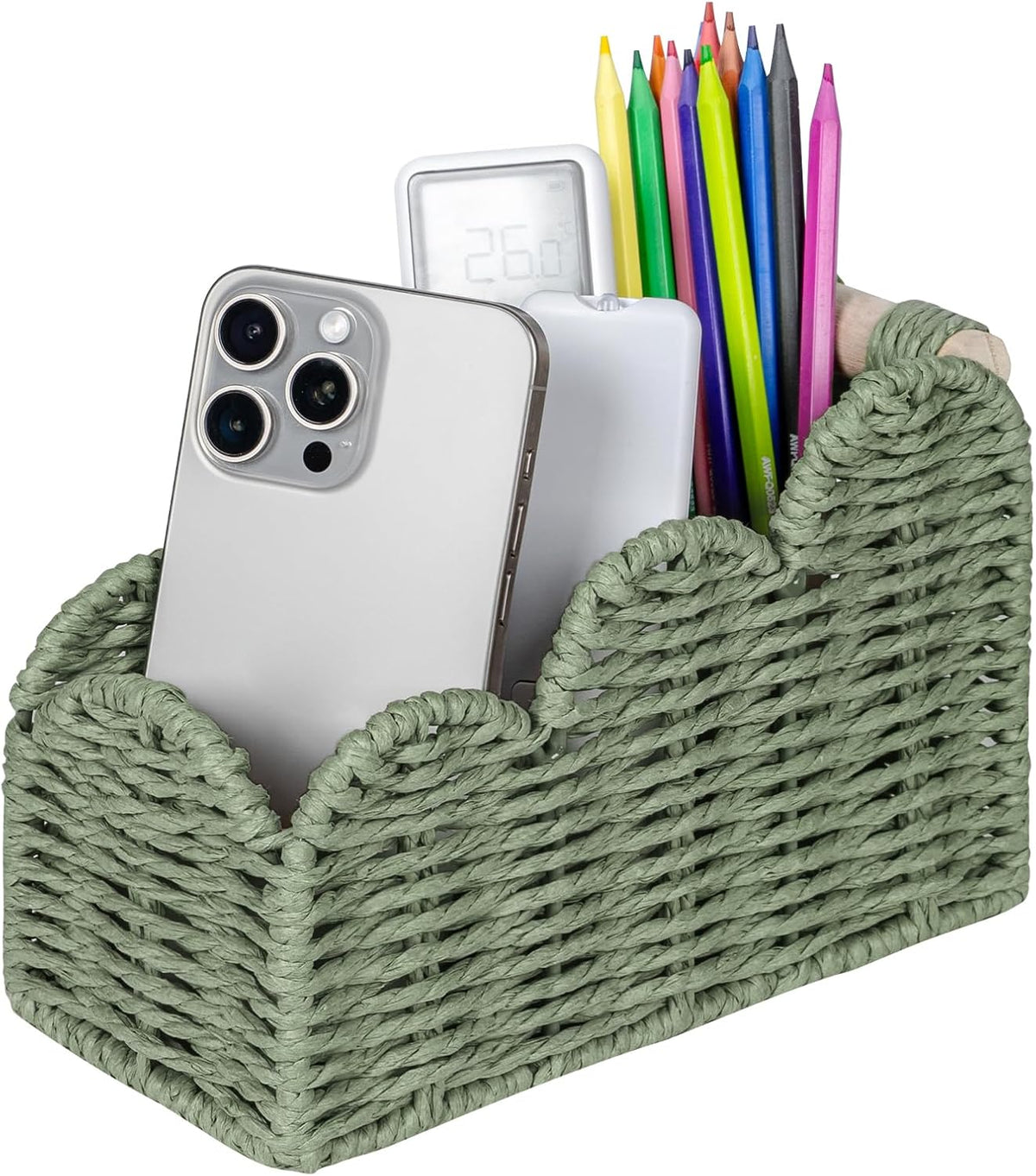 Bedside Table Desk Organizer Caddy, Remote Pen&Pencil Holder Cup
