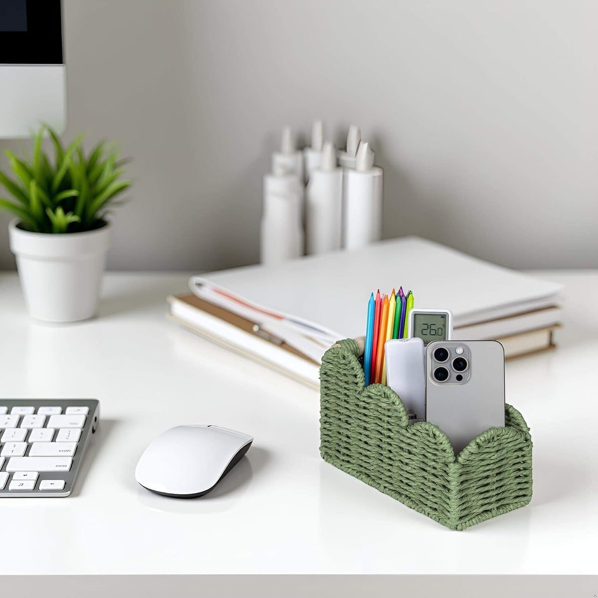 Bedside Table Desk Organizer Caddy, Remote Pen&Pencil Holder Cup