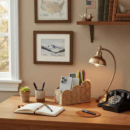 Bedside Table Desk Organizer Caddy, Remote Pen&Pencil Holder Cup