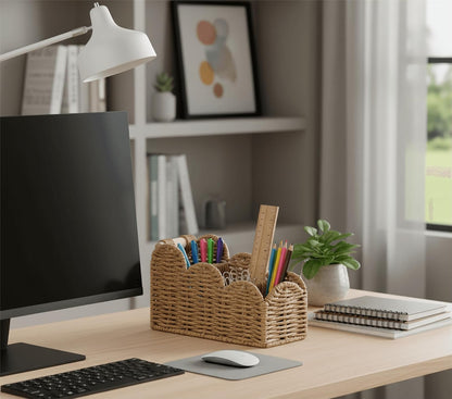 Bedside Table Desk Organizer Caddy, Remote Pen&Pencil Holder Cup