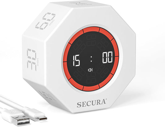 Pomodoro Timer with 1/3/5/10/15/30/60 Min Presets, 3 Level Volume