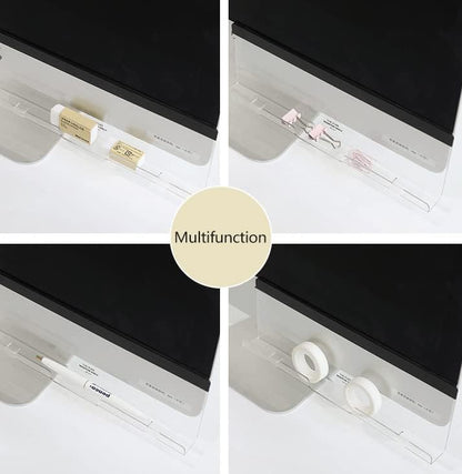 2 Pack Computer Monitor Memo Board Bottom Mount,Computer Monitor Message Board with Phone Holder, Monitor Sticky Note Holder Message Memo Panel for Monitors Screen Cabinets