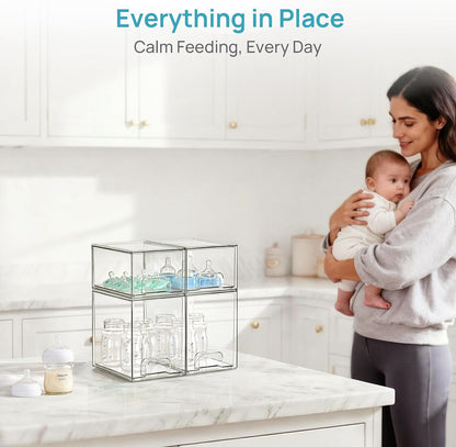 Clear Stackable Storage Drawers Set of 5, Plastic Organizer Bins