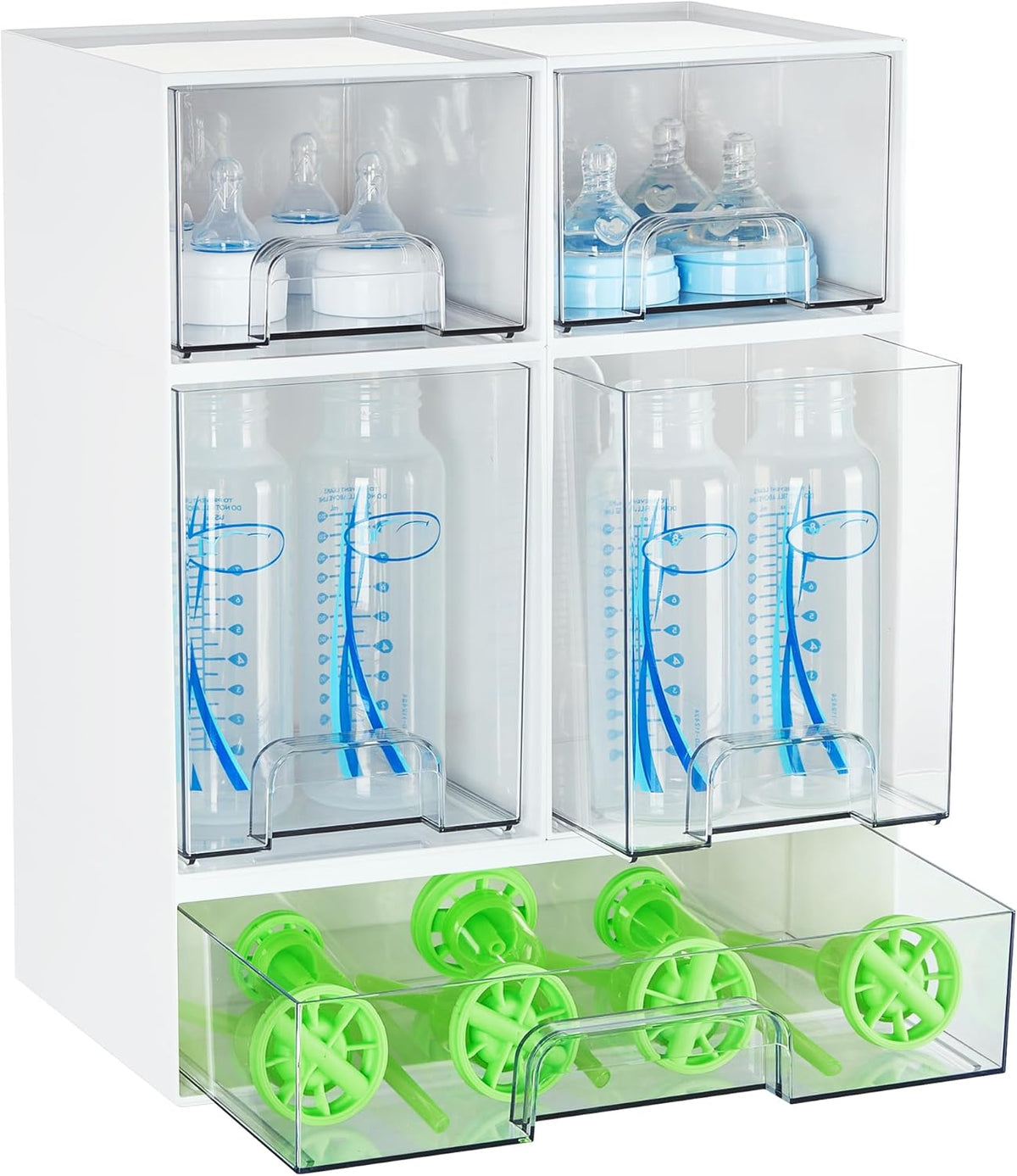 Clear Stackable Storage Drawers Set of 5, Plastic Organizer Bins
