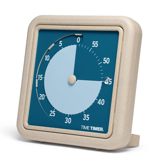 ® Retro 8 inch Eco Edition Visual Timer - 60 Minute Desk Countdown Clock Made with at Least 20% Natural Plant Material- Blue Water