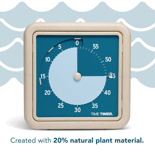 ® Retro 8 inch Eco Edition Visual Timer - 60 Minute Desk Countdown Clock Made with at Least 20% Natural Plant Material- Blue Water
