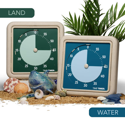 ® Retro 8 inch Eco Edition Visual Timer - 60 Minute Desk Countdown Clock Made with at Least 20% Natural Plant Material- Blue Water