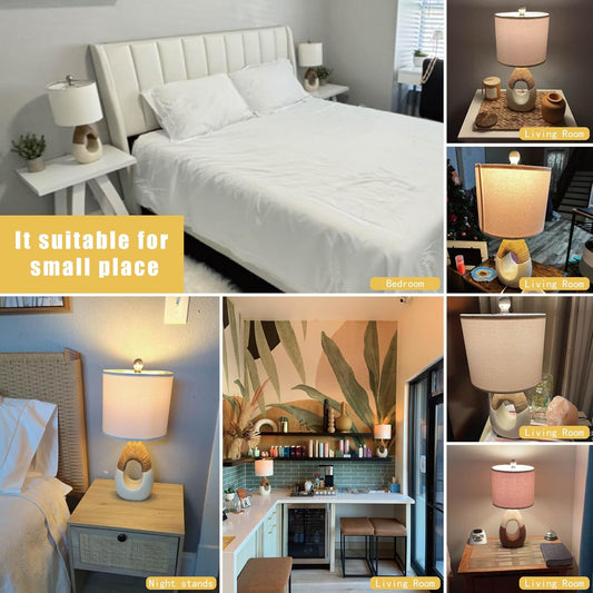 19'' Small Boho Table Lamps for Bedroom Set of 2 for Bedside