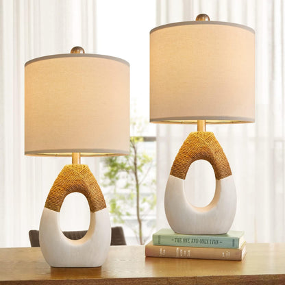 19'' Small Boho Table Lamps for Bedroom Set of 2 for Bedside