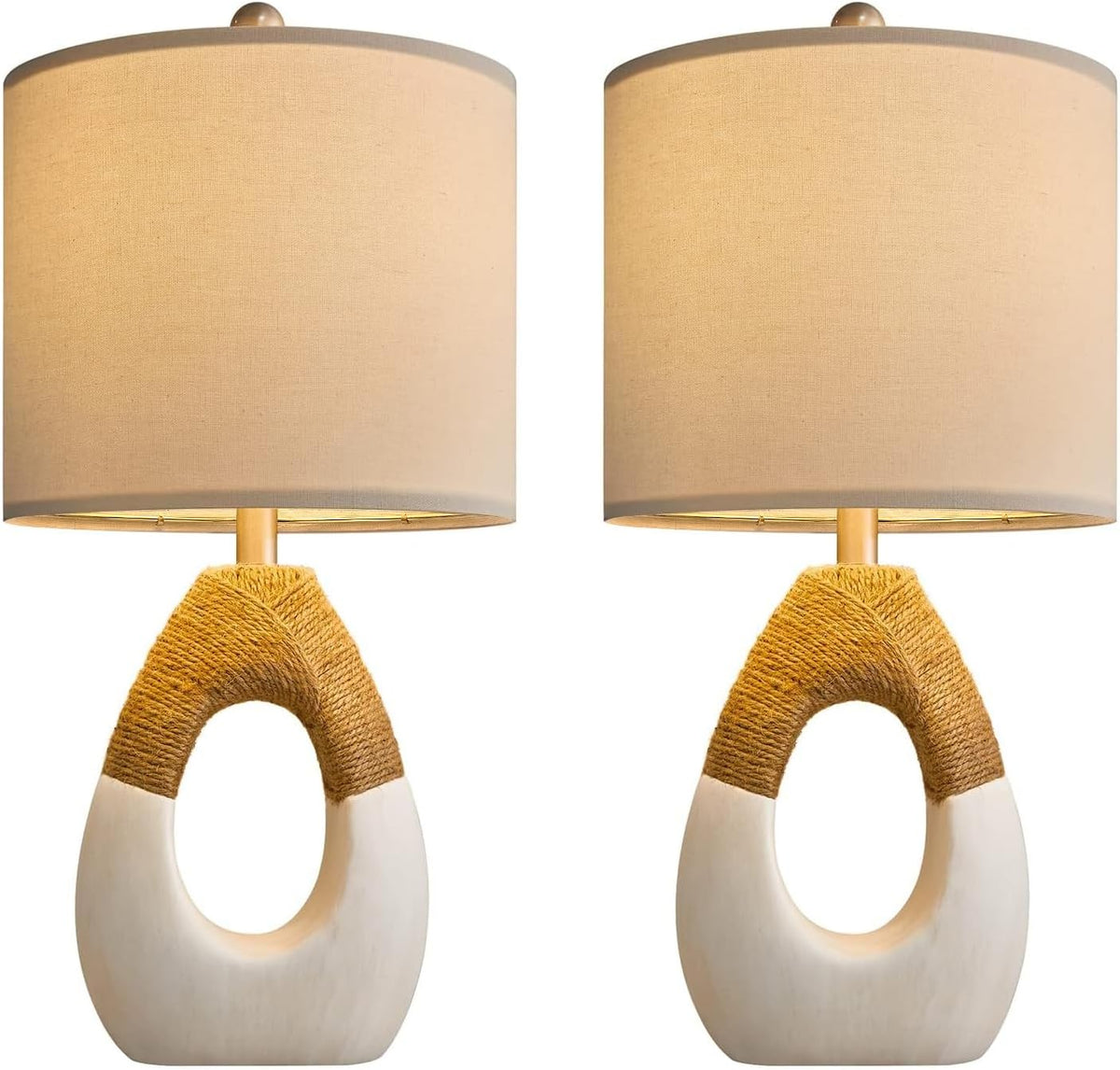 19'' Small Boho Table Lamps for Bedroom Set of 2 for Bedside