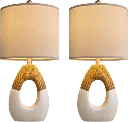 19'' Small Boho Table Lamps for Bedroom Set of 2 for Bedside