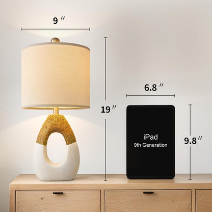 19'' Small Boho Table Lamps for Bedroom Set of 2 for Bedside