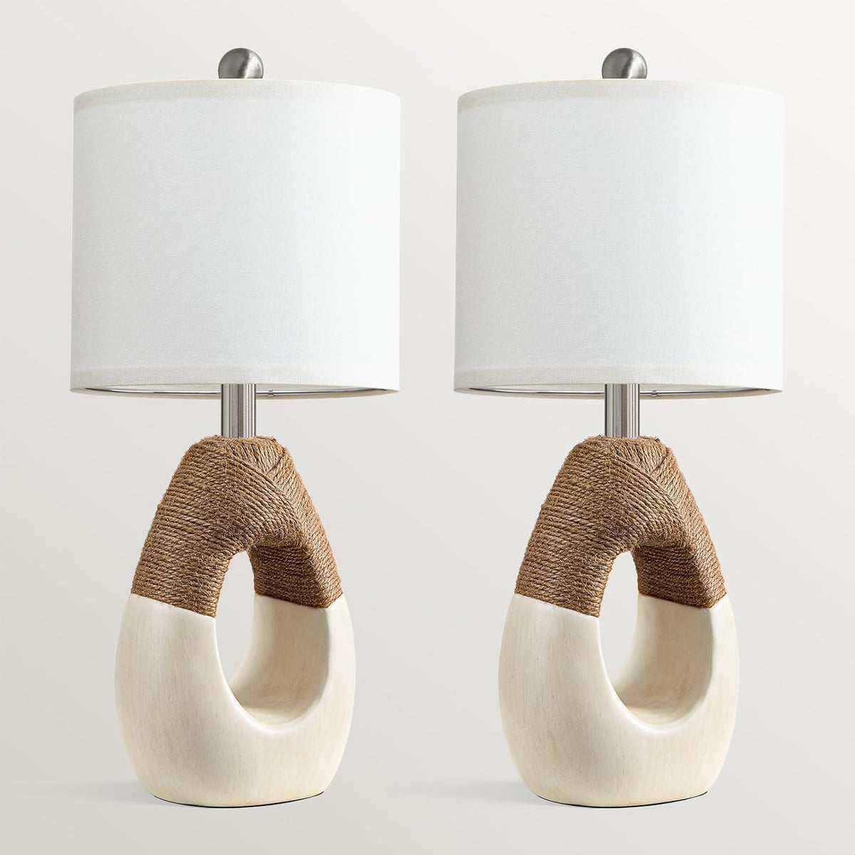 19'' Small Boho Table Lamps for Bedroom Set of 2 for Bedside
