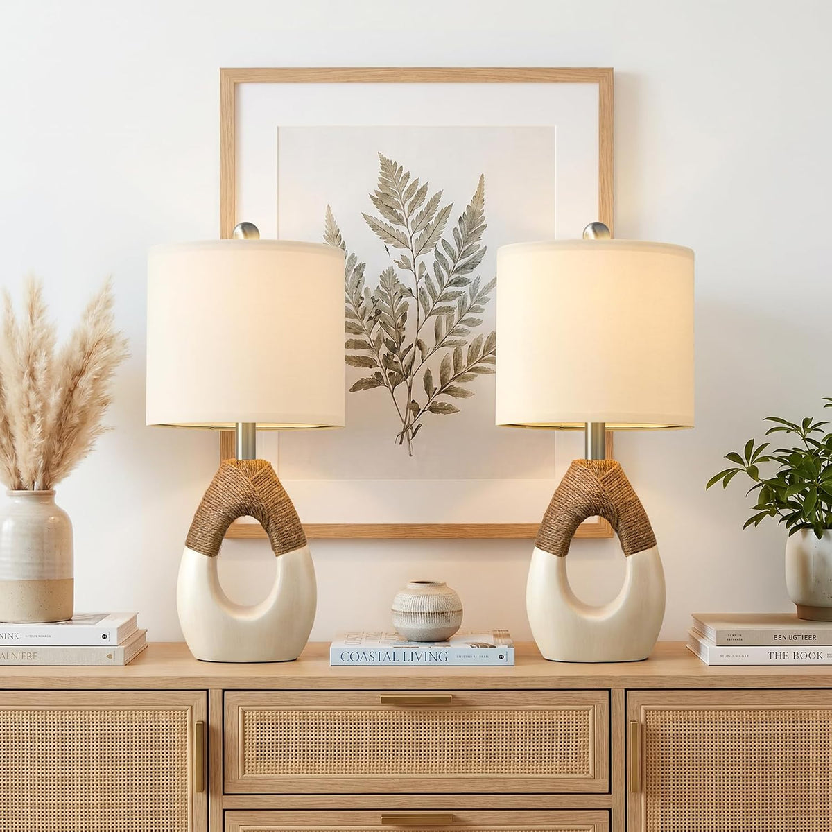 19'' Small Boho Table Lamps for Bedroom Set of 2 for Bedside