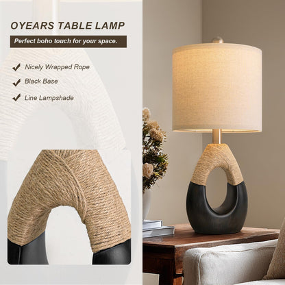19'' Small Boho Table Lamps for Bedroom Set of 2 for Bedside