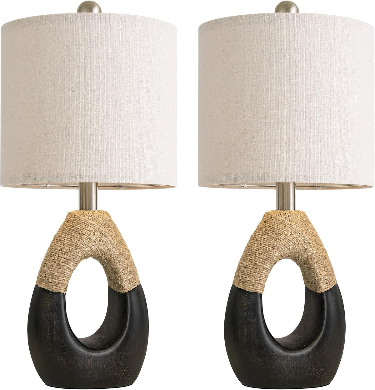 19'' Small Boho Table Lamps for Bedroom Set of 2 for Bedside