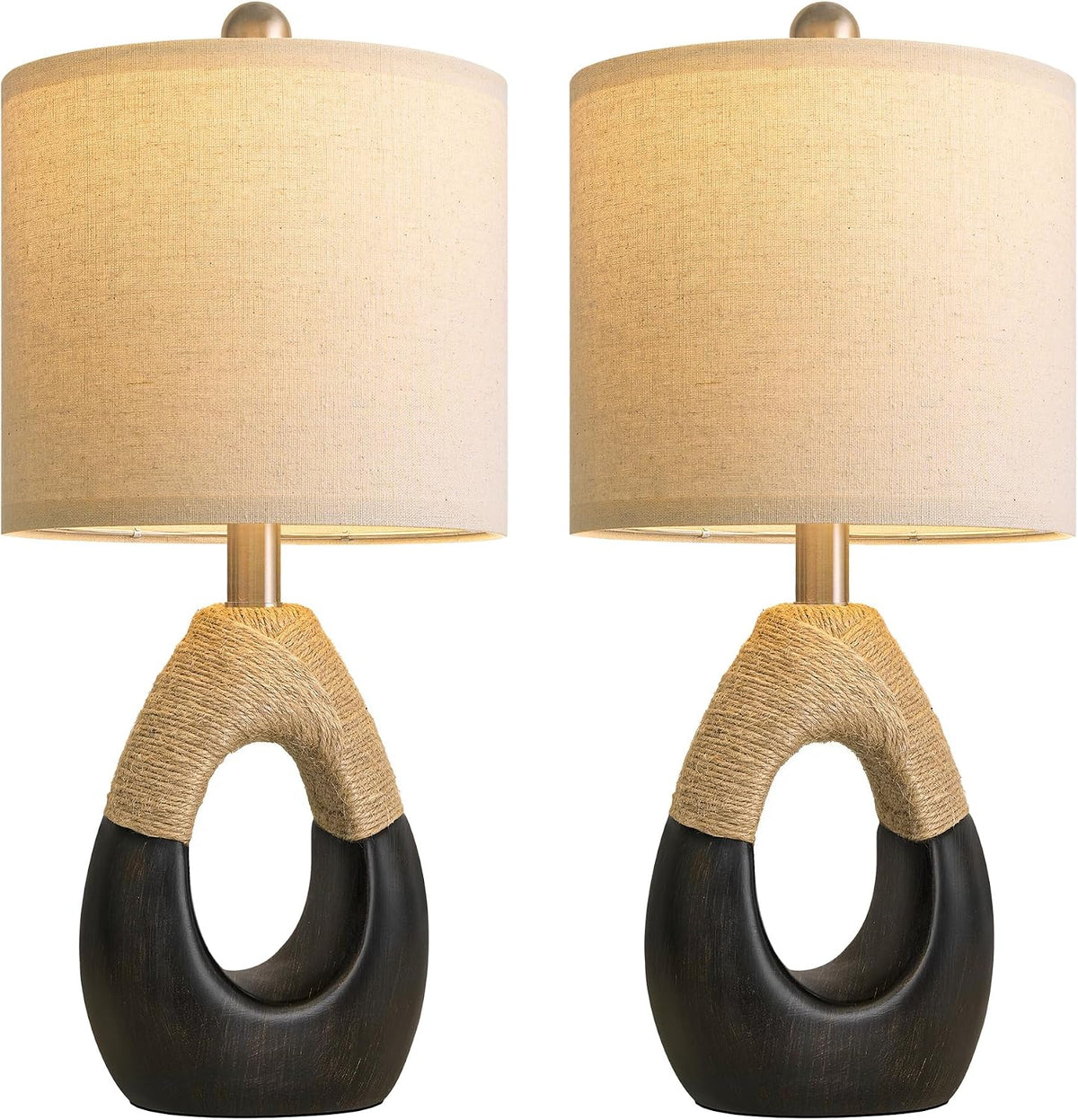 19'' Small Boho Table Lamps for Bedroom Set of 2 for Bedside